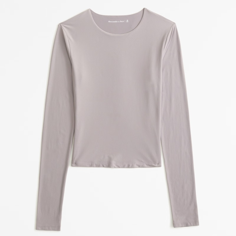 Abercrombie Soft Matte Seamless Gray Long Sleeve Cropped Top